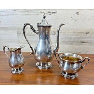 Vintage International Silver‎ Co Silverplate Coffee Set Camille 1940's Lot of 3
